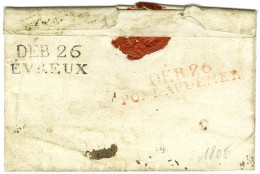 DEB. 26 / PONT AUDEMER Rouge + DEB. 26 / EVREUX Sur Lettre Avec Texte Daté De Rouen Le 13 Juin 1805. - TB. - R. - Autres & Non Classés