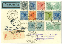 Zeppelin Sur Carte Postale Recommandée Avec Càd MONACO-VILLE / PRINCIPAUTE 24-8-33, Càd De Transit FRIEDRISCHSHAFEN 2.9. - Other & Unclassified