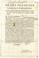 LAMBERT D'HERBIGNY Henry-François ( ?-1704), Intendant Général De Montauban Puis De Lyon. - Other & Unclassified