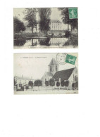 Lot 2 Cpa - 91 - Étréchy - Mairie église - Usine De Vaux Pont De Pierre - Homme Barque Affiche - 1908 - E.L.D. 3 - 7 - Etrechy