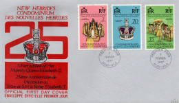 NOUVELLE HEBRIDES FDC 1977 25 ANS ACCESSION AU TRONE - FDC