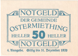 Autriche, Ostermiething, 50 Heller, Texte, 1920, 1920-12-31, SPL, Mehl:FS 713IVa - Oesterreich