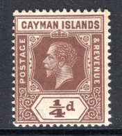 Cayman Islands 1912-20 KGV - Wmk. Mult. Crown CA - ¼d Brown HM (SG 40) - Cayman Islands