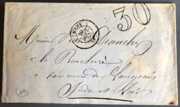 France, Lettre Du Mans 20.9.1865 Avec Taxe Double Trait 30 - (B4217) - 1849-1876: Classic Period