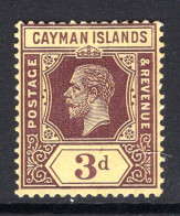 Cayman Islands 1912-20 KGV - Wmk. Mult. Crown CA - 3d Purple On Yellow - White Back HM (SG 45) - Cayman Islands