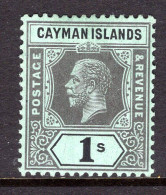 Cayman Islands 1912-20 KGV - Wmk. Mult. Crown CA - 1/- Black On Green HM (SG 48) - Cayman Islands