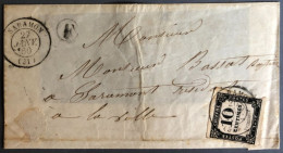 France, Taxe 10c. Sur DEVANT Lettre, TAD SARAMON 27.1.1860 + Cachet F - (B4223) - 1859-1959 Lettres & Documents