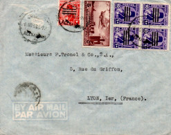 EGYPTE ROYAUME AFFRANCHISSEMENT COMPOSE SUR LETTRE AVION POUR LA FRANCE 1953 - Brieven En Documenten