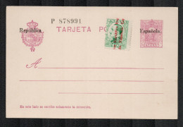 Spain - Republica Espanola Overprinted Postal Stationery Postcard Tarjeta Postal Not Posted B200115* - 1931-....