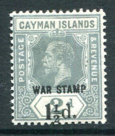 Cayman Islands 1919-20 KGV - WAR TAX - 1½d On 2d Grey HM (SG 58) - Cayman Islands