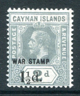 Cayman Islands 1919-20 KGV - WAR TAX - 1½d On 2d Grey HM (SG 58) - Cayman Islands