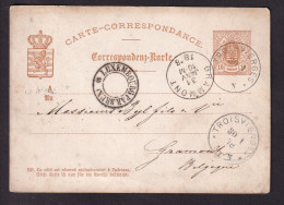 DDFF 527 - Entier Postal Luxembourg TROIS VIERGES 1878 Vers GRAMMONT - Marque D'échange Belge LUXEMBOURG PAR BRUX. - Transit Offices