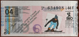 Billet De Loterie Nationale Belgique 1988 4e Tranche Des Sports D'Hiver - 27-1-1988 - Billetes De Lotería