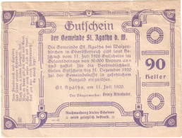 Autriche, St Agatha, 90 Heller, Personnage, 1920 TTB, Mehl:FS 877IIe - Oesterreich