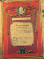Russia:USSR:Soviet Union:Certificate Of Honor For Miner, 1958 - Diplômes & Bulletins Scolaires