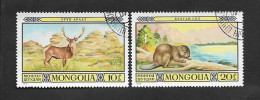 EL)1974 MONGOLIA, ZOOLOGICAL RESERVES, DEER & BEAVER, CTO PAIR - Mongolie