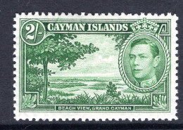 Cayman Islands 1938-48 KGVI Pictorials - 2/- Beach View - Yellow-green HM (SG 124) - Cayman Islands