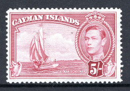 Cayman Islands 1938-48 KGVI Pictorials - 5/- Rembro - Schooner - Carmine-lake HM (SG 125) - Cayman Islands