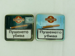 Candlelight Empty Cigarette Tin Cases Set Of Two Brazil And Sumatra #2224 - Zigarettenetuis (leer)