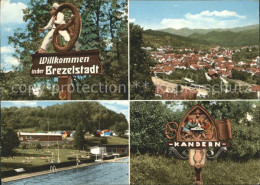 41957165 Kandern Brezelstadt Toepferstadt Wegweiser Panorama Schwarzwald Schwimm - Kandern