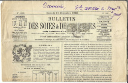 FRANCE 1912: Paire De Y&T 107, Obl. Sur Journal Entier "Bulletin Des Soies Et Soieries" De Lyon Du 14.12.1912 - 1900-29 Blanc