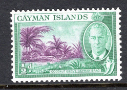 Cayman Islands 1950 KGVI Pictorials - ½d Coconut Grove MNH (SG 136) - Cayman Islands