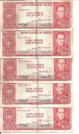 BOLIVIE 100 PESOS L.1962 VF P 163 ( 5 Billets ) - Bolivia