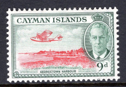 Cayman Islands 1950 KGVI Pictorials - 9d Airplane Over Georgetown Harbour HM (SG 143) - Cayman Islands