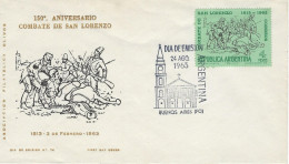 Buenos AIres 1963 150° Anniversaire De La Bataille De San Lorenzo 3 Février 1813 Général San Martin - FDC