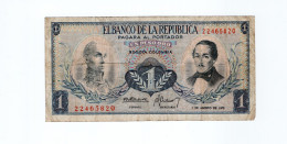 Billet Colombia Colombie 1 Peso Oro 1973 Usagé - Kolumbien