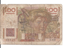 FRANCE 100 FRANCS 1951 VG+ P 128 D - 100 F 1945-1954 ''Jeune Paysan''