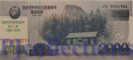 KOREA 2000 WON 2018 PICK CS22 UNC LOW SERIAL NUMBER "0001754" - Corée Du Nord