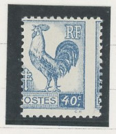VARIÉTÉ - N° 632 N* - COQ D'ALGER -40c BLEU - PIQUAGE À CHEVAL - Unused Stamps