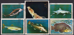 Oktupus Atlantik 1970 GB England 32/6+37 O 20€ Fische/Säugetiere Wal Delphin Hecht Set Of Private Fürstentum Fort Roughs - Ortsausgaben