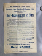 Tract électoral Original LIEVIN 1945 Résistance Henri DARRAS HENRI-JOSEPH - Picardie - Nord-Pas-de-Calais