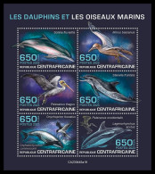 CENTRAL AFRICAN 2023 MNH Dolphins Delphine Marine Birds Wasservögel M/S – OFFICIAL ISSUE – DHQ2401 - Delfini