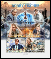 CENTRAL AFRICAN 2023 MNH Bobby Fischer Chess Schach M/S – OFFICIAL ISSUE – DHQ2401 - Echecs