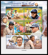 CENTRAL AFRICAN 2023 MNH Babe Ruth Baseball M/S – OFFICIAL ISSUE – DHQ2401 - Honkbal