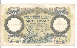 ALBANIE 20 FRANGA ND1939 VG+ P 7 - Albanie