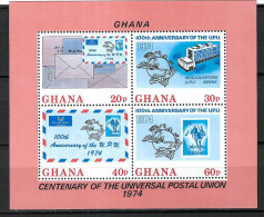 GHANA 1974: Bloc "100 Ans UPU" Neufs** - UPU (Wereldpostunie)