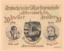 Autriche, Oberndorf, 20 Heller, Personnage, 1920, 1920-12-31, SPL, Mehl:FS 690a - Oesterreich