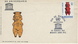 Buenos AIres 1967 20° Anniversaire De L'UNESCO éducation Sciences Culture - FDC