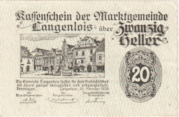 Autriche, Langenlois, 20 Heller, Place, 1920, 1920-12-31, SPL, Mehl:FS 501e - Oesterreich