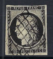 FRANCE 1849: Le Y&T 3 Obl. Grille, 4 M., Au Filet Au N - 1849-1850 Cérès