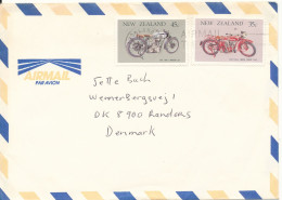 New Zealand Air Mail Cover Sent To Denmark (motorcycles On The Stamps) - Posta Aerea