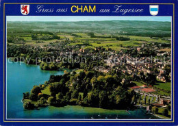 12668688 Cham ZG Fliegeraufnahme Mit Zugersee Cham - Autres & Non Classés