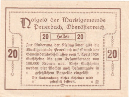 Autriche, Peuerbach, 20 Heller, Ville, 1920, 1920-04-07, SPL, Mehl:FS 741IIa - Oesterreich