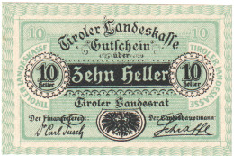 Autriche, Landesrat, 10 Heller, Blason, 1920, SPL, Mehl:FS 1073II - Oesterreich