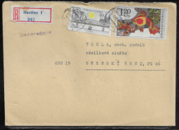 Czechoslovakia. Stamp Sc. 2180, 2010 On Registered Letter, Sent From Havirov  4.08.78 For “Tesla” Uhersky Brod. - Cartas & Documentos