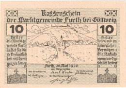 Autriche, Furth, 10 Heller, Château, 1920, 1920-09-30, SPL, Mehl:FS 214b - Oesterreich